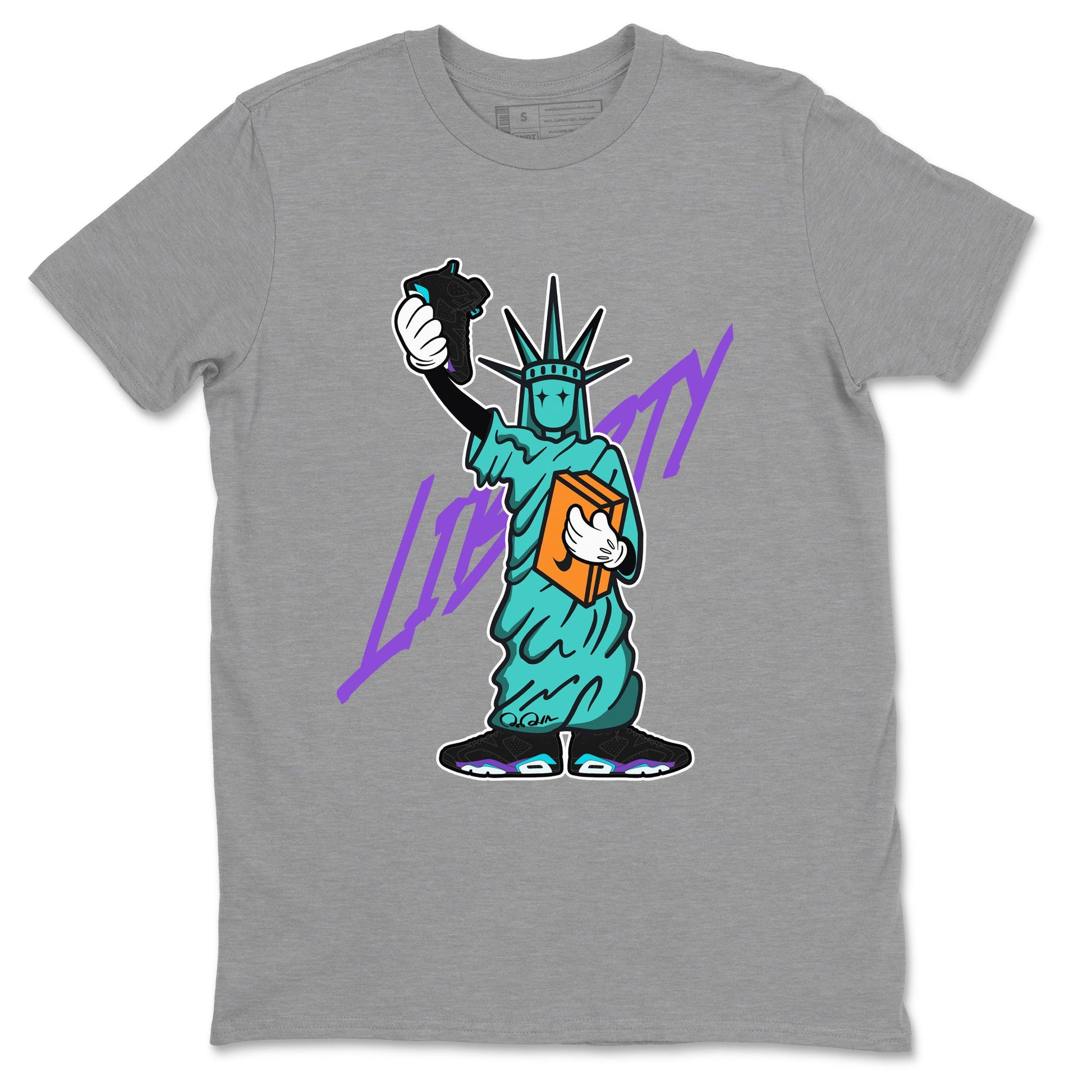 Air Jordan 6 Aqua shirt to match jordans Statue Of Liberty sneaker tees AJ6 Aqua SNRT Sneaker Release Tees Unisex Heather Grey 2 T-Shirt
