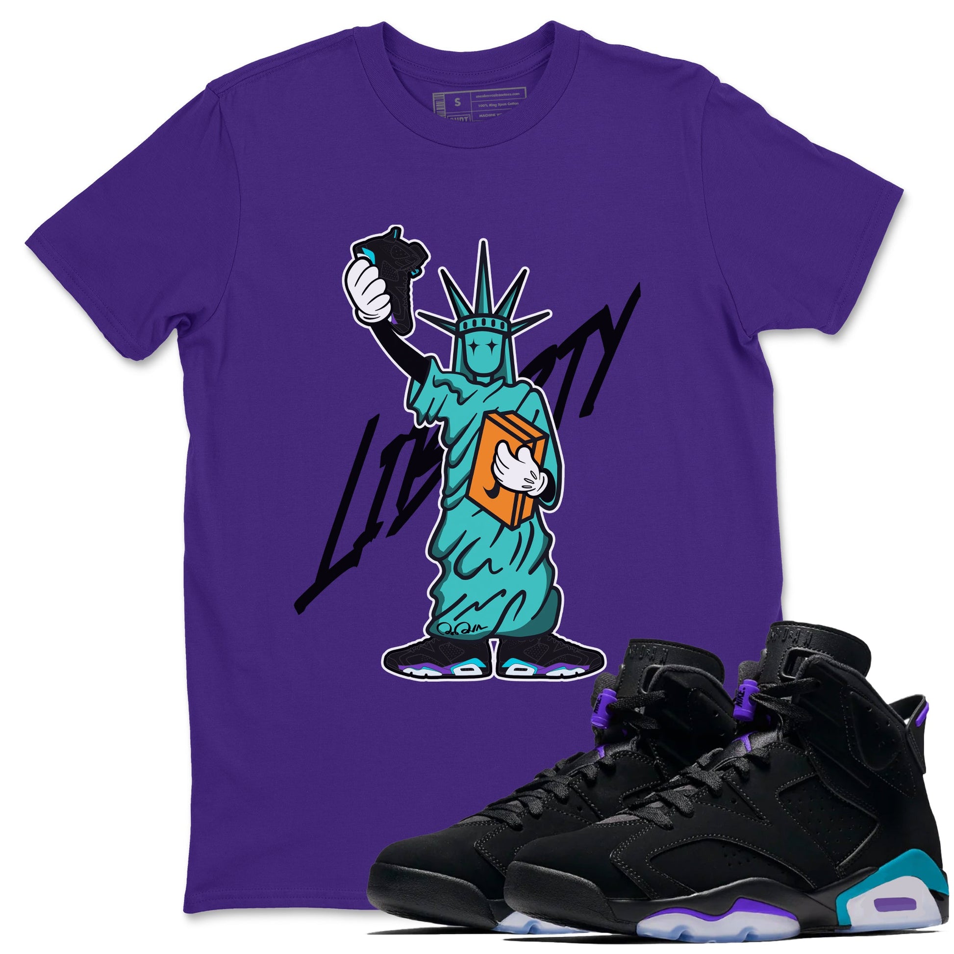 Air Jordan 6 Aqua shirt to match jordans Statue Of Liberty sneaker tees AJ6 Aqua SNRT Sneaker Release Tees Unisex Purple 1 T-Shirt