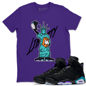 Air Jordan 6 Aqua shirt to match jordans Statue Of Liberty sneaker tees AJ6 Aqua SNRT Sneaker Release Tees Unisex Purple 1 T-Shirt