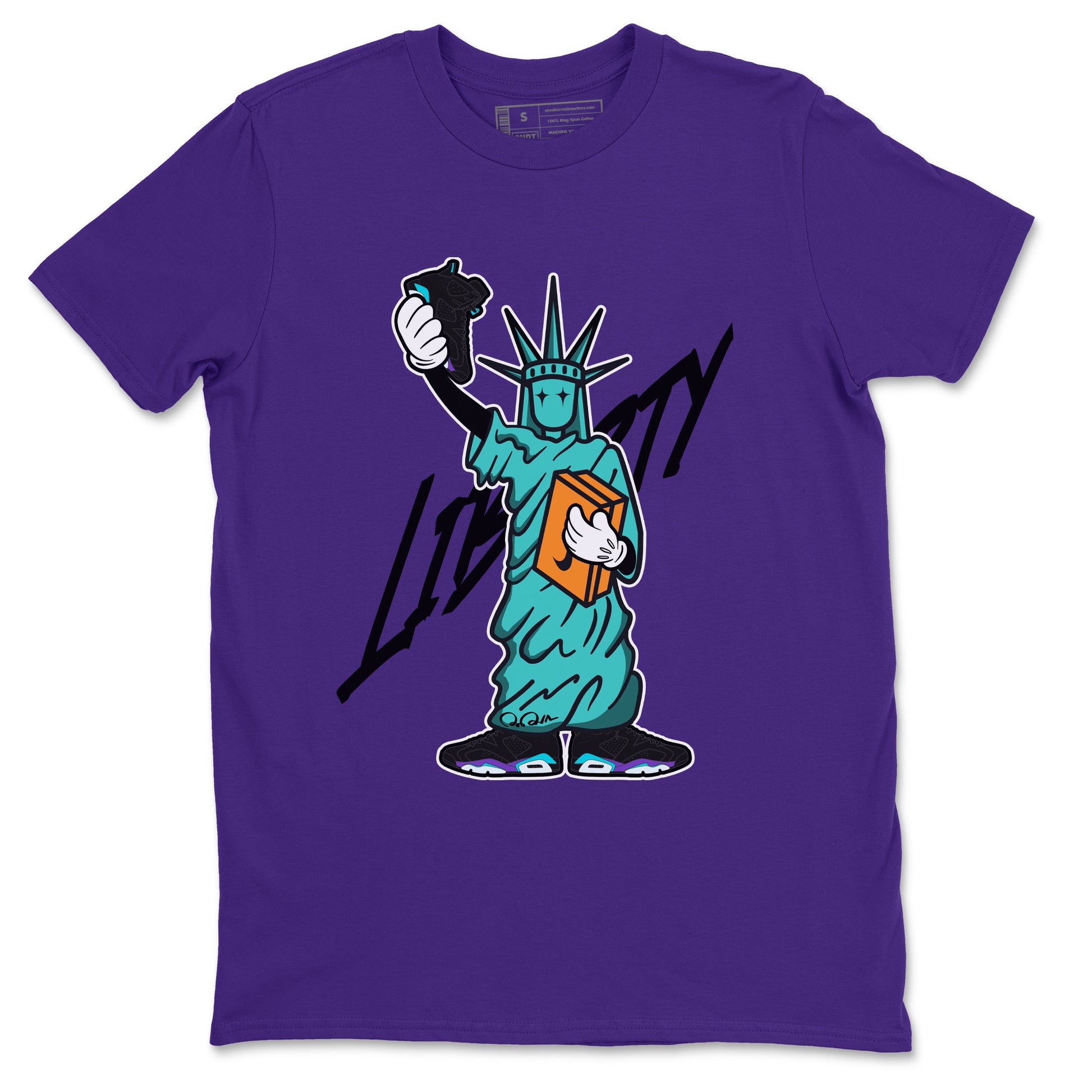 Air Jordan 6 Aqua shirt to match jordans Statue Of Liberty sneaker tees AJ6 Aqua SNRT Sneaker Release Tees Unisex Purple 2 T-Shirt