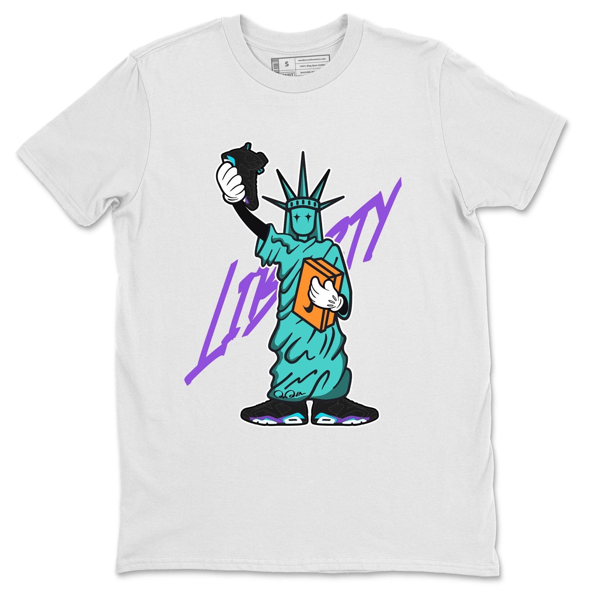 Air Jordan 6 Aqua shirt to match jordans Statue Of Liberty sneaker tees AJ6 Aqua SNRT Sneaker Release Tees Unisex White 2 T-Shirt