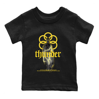 Air Jordan 4 Thunder Sneaker Match Tees Statue Woman Sneaker Tees Yellow AJ4 Thunder Sneaker Release Tees Kids Shirts Black 2