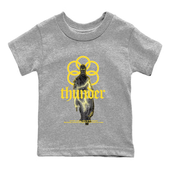 Air Jordan 4 Thunder Sneaker Match Tees Statue Woman Sneaker Tees Yellow AJ4 Thunder Sneaker Release Tees Kids Shirts Heather Grey 2
