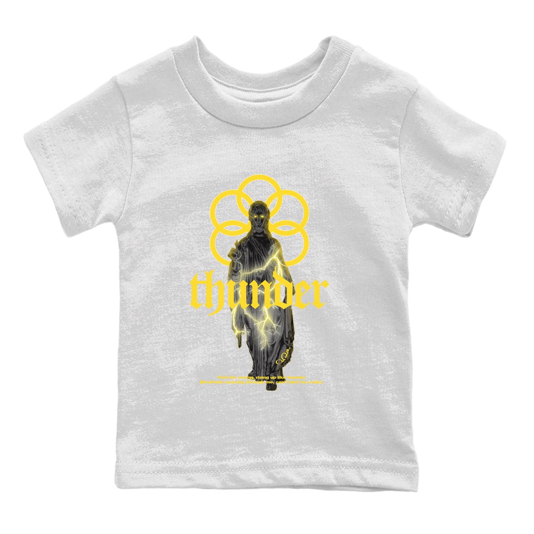 Air Jordan 4 Thunder Sneaker Match Tees Statue Woman Sneaker Tees Yellow AJ4 Thunder Sneaker Release Tees Kids Shirts White 2