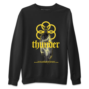 Air Jordan 4 Thunder Sneaker Match Tees Statue Woman Sneaker Tees Yellow AJ4 Thunder Sneaker Release Tees Unisex Shirts Black 2