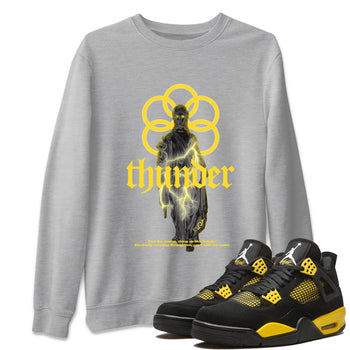 Air Jordan 4 Thunder Sneaker Match Tees Statue Woman Sneaker Tees Yellow AJ4 Thunder Sneaker Release Tees Unisex Shirts Heather Grey 1