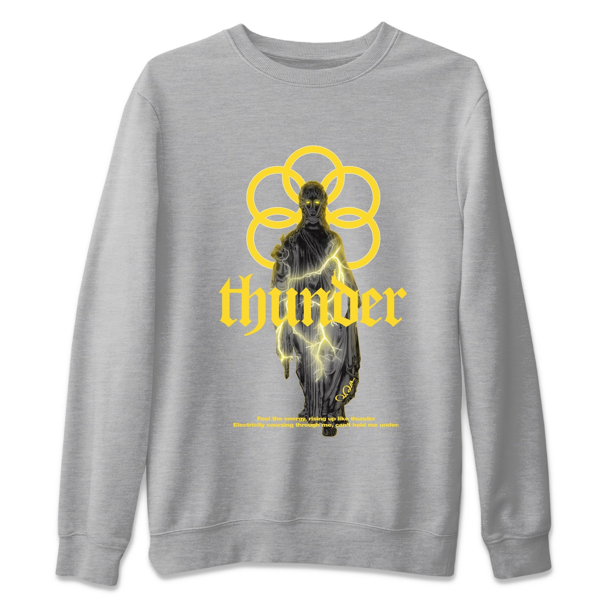 Air Jordan 4 Thunder Sneaker Match Tees Statue Woman Sneaker Tees Yellow AJ4 Thunder Sneaker Release Tees Unisex Shirts Heather Grey 2