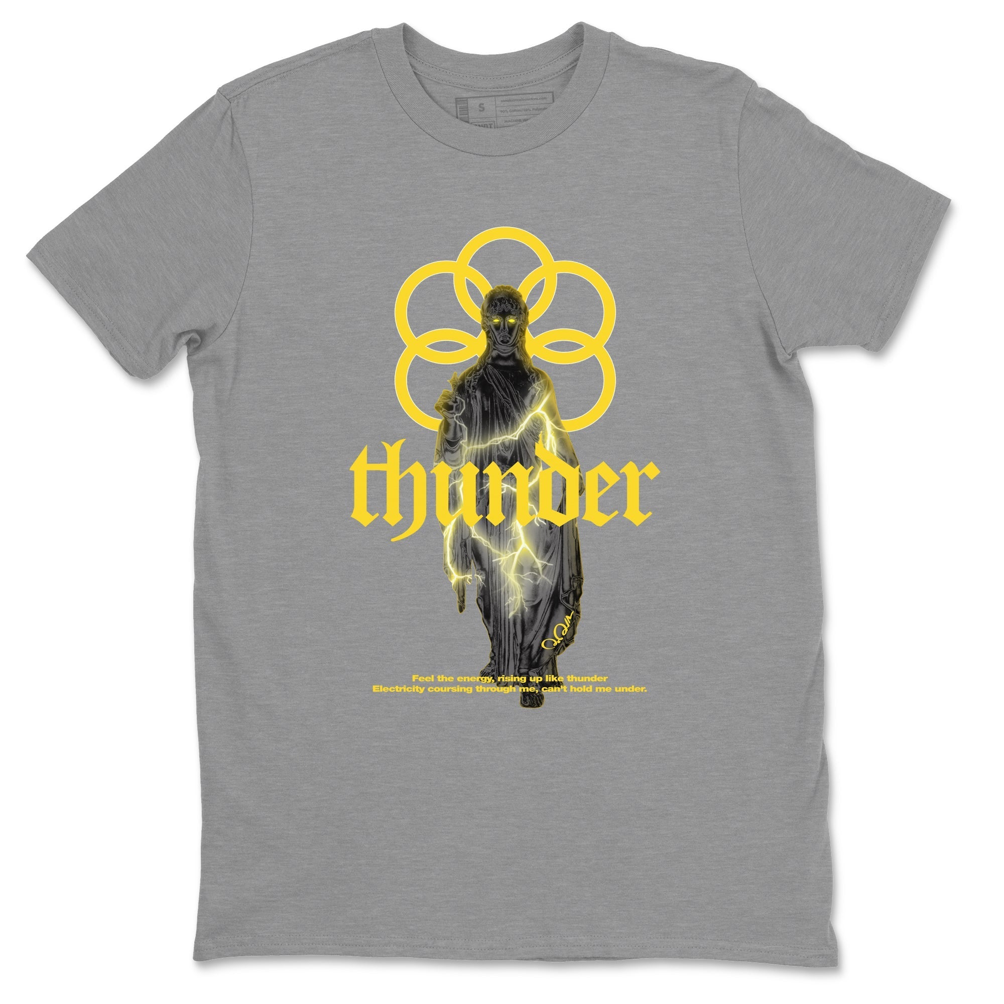Air Jordan 4 Thunder Sneaker Match Tees Statue Woman Sneaker Tees Yellow AJ4 Thunder Sneaker Release Tees Unisex Shirts Heather Grey 2