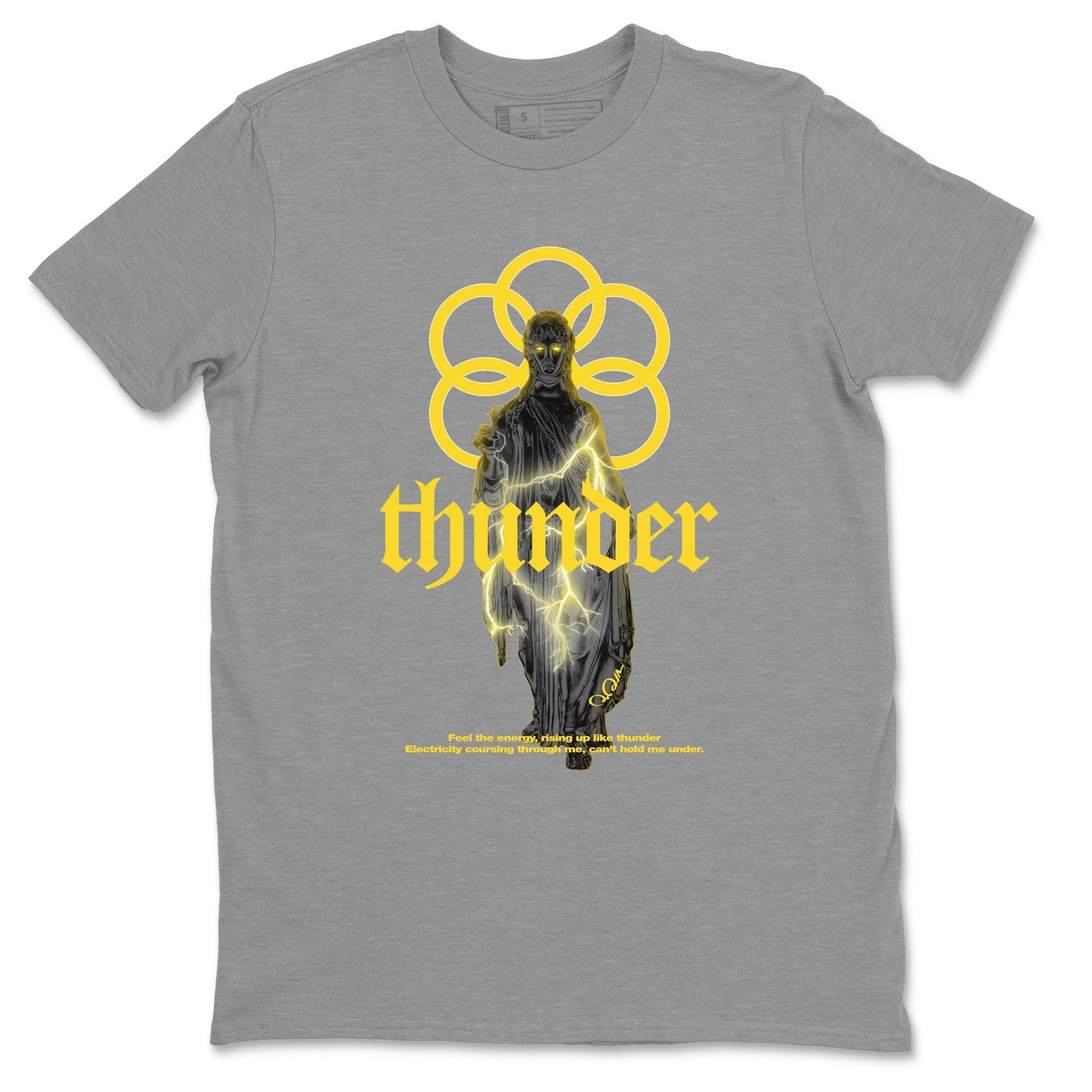 Air Jordan 4 Thunder Sneaker Match Tees Statue Woman Sneaker Tees Yellow AJ4 Thunder Sneaker Release Tees Unisex Shirts Heather Grey 2
