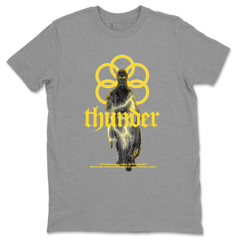 Air Jordan 4 Thunder Sneaker Match Tees Statue Woman Sneaker Tees Yellow AJ4 Thunder Sneaker Release Tees Unisex Shirts Heather Grey 2