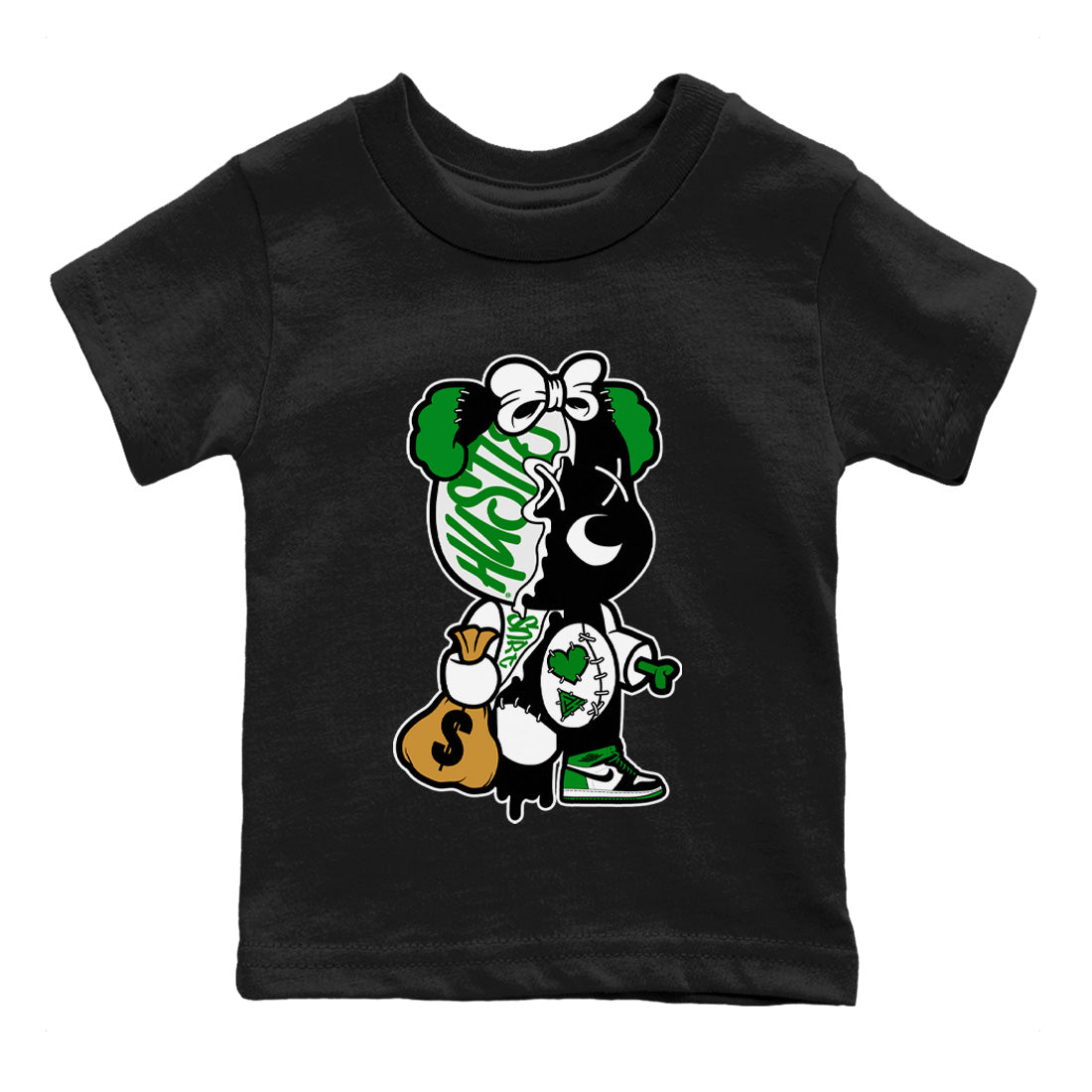 Air Jordan 1 Celtics unique Halloween sneaker tee Stitched Hustle Bear Sneaker Tees Air Jordan 1 High OG Celtics Sneaker Release Tees Kids Shirts Black 2