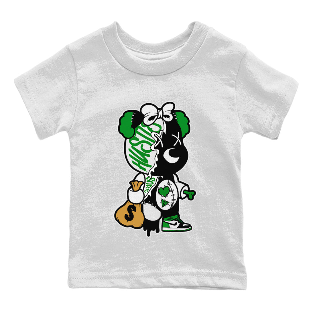 Air Jordan 1 Celtics unique Halloween sneaker tee Stitched Hustle Bear Sneaker Tees Air Jordan 1 High OG Celtics Sneaker Release Tees Kids Shirts White 2