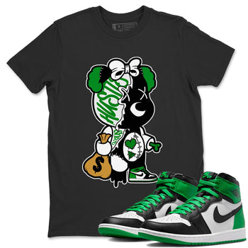 Air Jordan 1 Celtics unique Halloween sneaker tee Stitched Hustle Bear Sneaker Tees Air Jordan 1 High OG Celtics Sneaker Release Tees Unisex Shirts Black 1