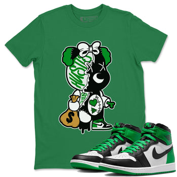 Air Jordan 1 Celtics unique Halloween sneaker tee Stitched Hustle Bear Sneaker Tees Air Jordan 1 High OG Celtics Sneaker Release Tees Unisex Shirts Kelly Green 1