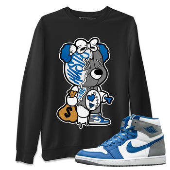 Jordan 1 True Blue unique Halloween sneaker tee Stitched Hustle Bear Sneaker Tees Jordan 1 True Blue Sneaker Release Tees Unisex Shirts