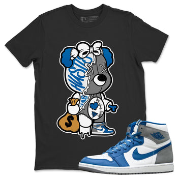 Jordan 1 True Blue unique Halloween sneaker tee Stitched Hustle Bear Sneaker Tees Jordan 1 True Blue Sneaker Release Tees Unisex Shirts