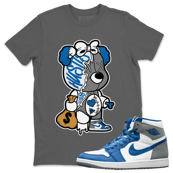 Jordan 1 True Blue unique Halloween sneaker tee Stitched Hustle Bear Sneaker Tees Jordan 1 True Blue Sneaker Release Tees Unisex Shirts