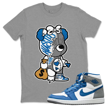 Jordan 1 True Blue unique Halloween sneaker tee Stitched Hustle Bear Sneaker Tees Jordan 1 True Blue Sneaker Release Tees Unisex Shirts