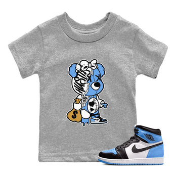 Air Jordan 1 Retro High OG UNC Toe shirt to match jordans Stitched Hustle Bear sneaker tees UNC Toe 1s SNRT Sneaker Release Tees Baby Toddler Heather Grey 1 T-Shirt