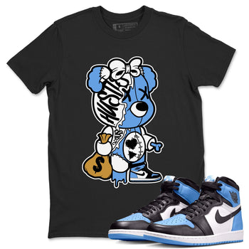 Air Jordan 1 Retro High OG UNC Toe shirt to match jordans Stitched Hustle Bear sneaker tees UNC Toe 1s SNRT Sneaker Release Tees Unisex Black 1 T-Shirt