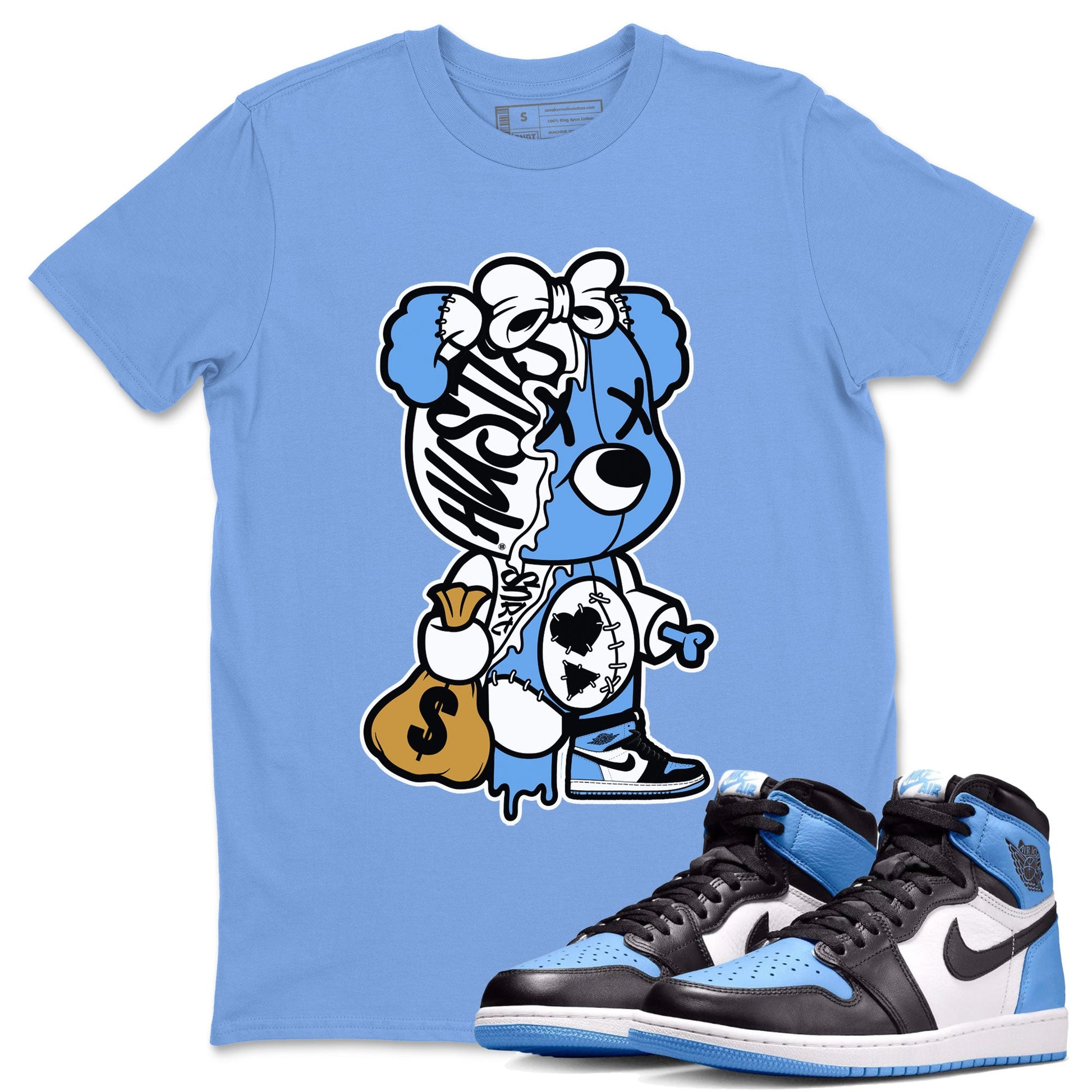 Air Jordan 1 Retro High OG UNC Toe shirt to match jordans Stitched Hustle Bear sneaker tees UNC Toe 1s SNRT Sneaker Release Tees Unisex Carolina Blue 1 T-Shirt