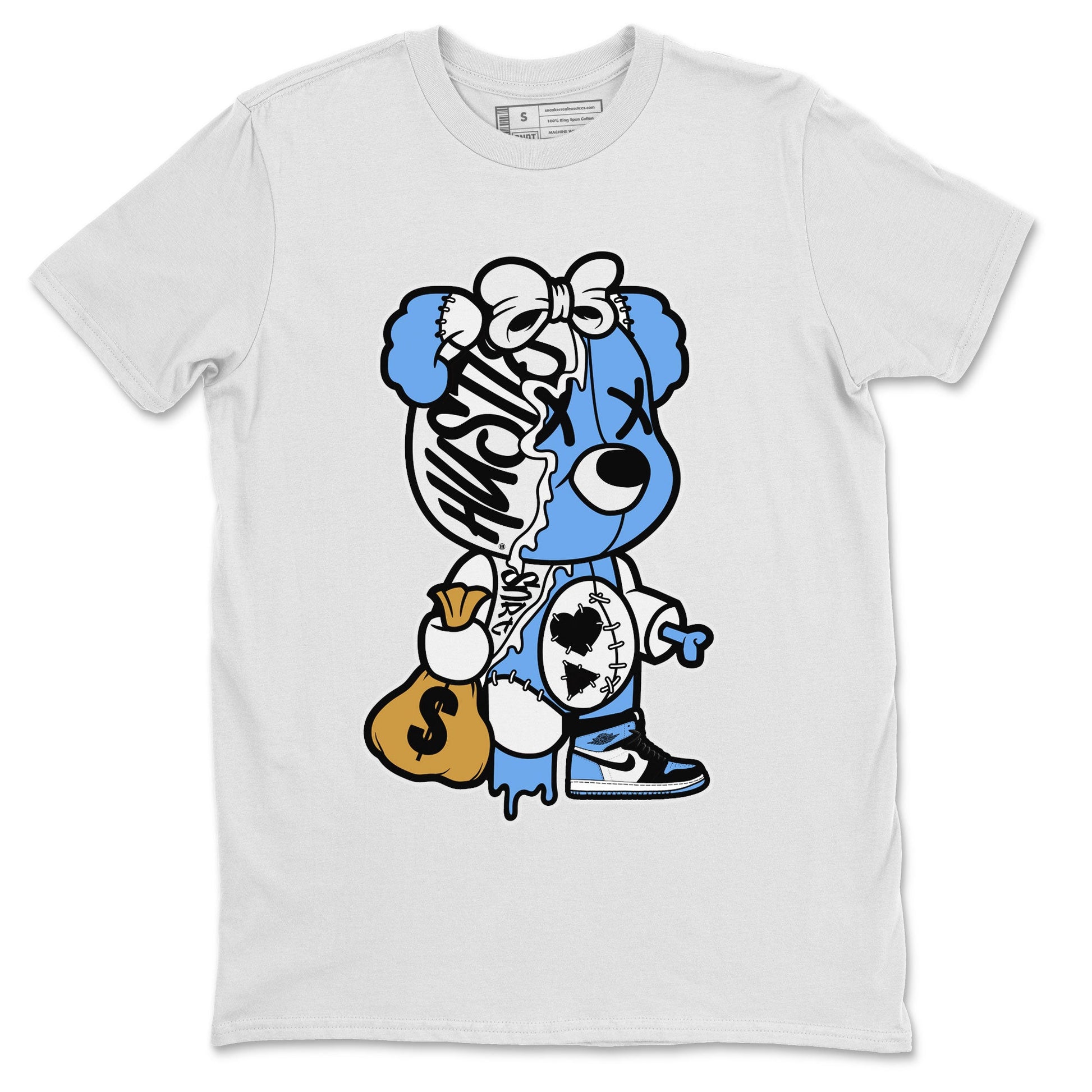 Air Jordan 1 Retro High OG UNC Toe shirt to match jordans Stitched Hustle Bear sneaker tees UNC Toe 1s SNRT Sneaker Release Tees Unisex White 2 T-Shirt