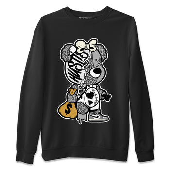 Jordan 1 White Cement unique Halloween sneaker tee Stitched Hustle Bear Sneaker Tees Jordan 1 White Cement Sneaker Release Tees Unisex Shirts