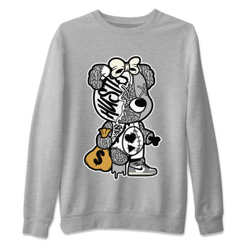 Jordan 1 White Cement unique Halloween sneaker tee Stitched Hustle Bear Sneaker Tees Jordan 1 White Cement Sneaker Release Tees Unisex Shirts