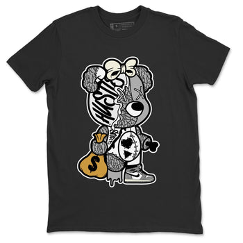 Jordan 1 White Cement unique Halloween sneaker tee Stitched Hustle Bear Sneaker Tees Jordan 1 White Cement Sneaker Release Tees Unisex Shirts