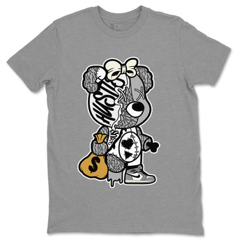 Jordan 1 White Cement unique Halloween sneaker tee Stitched Hustle Bear Sneaker Tees Jordan 1 White Cement Sneaker Release Tees Unisex Shirts