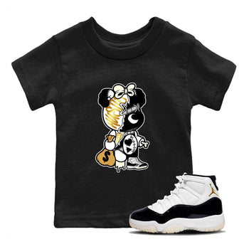 11s Gratitude shirt to match jordans Stitched Hustle Bear sneaker tees Air Jordan 11 Retro Gratitude SNRT Sneaker Tees Youth Kid's Baby Shirt Black 1 T-Shirt