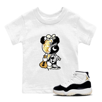 11s Gratitude shirt to match jordans Stitched Hustle Bear sneaker tees Air Jordan 11 Retro Gratitude SNRT Sneaker Tees Youth Kid's Baby Shirt White 1 T-Shirt