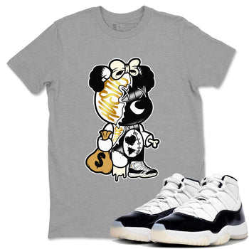 11s Gratitude shirt to match jordans Stitched Hustle Bear sneaker tees Air Jordan 11 Retro Gratitude SNRT Sneaker Release Tees Cotton Sneaker Tee Heather Grey 1 T-Shirt