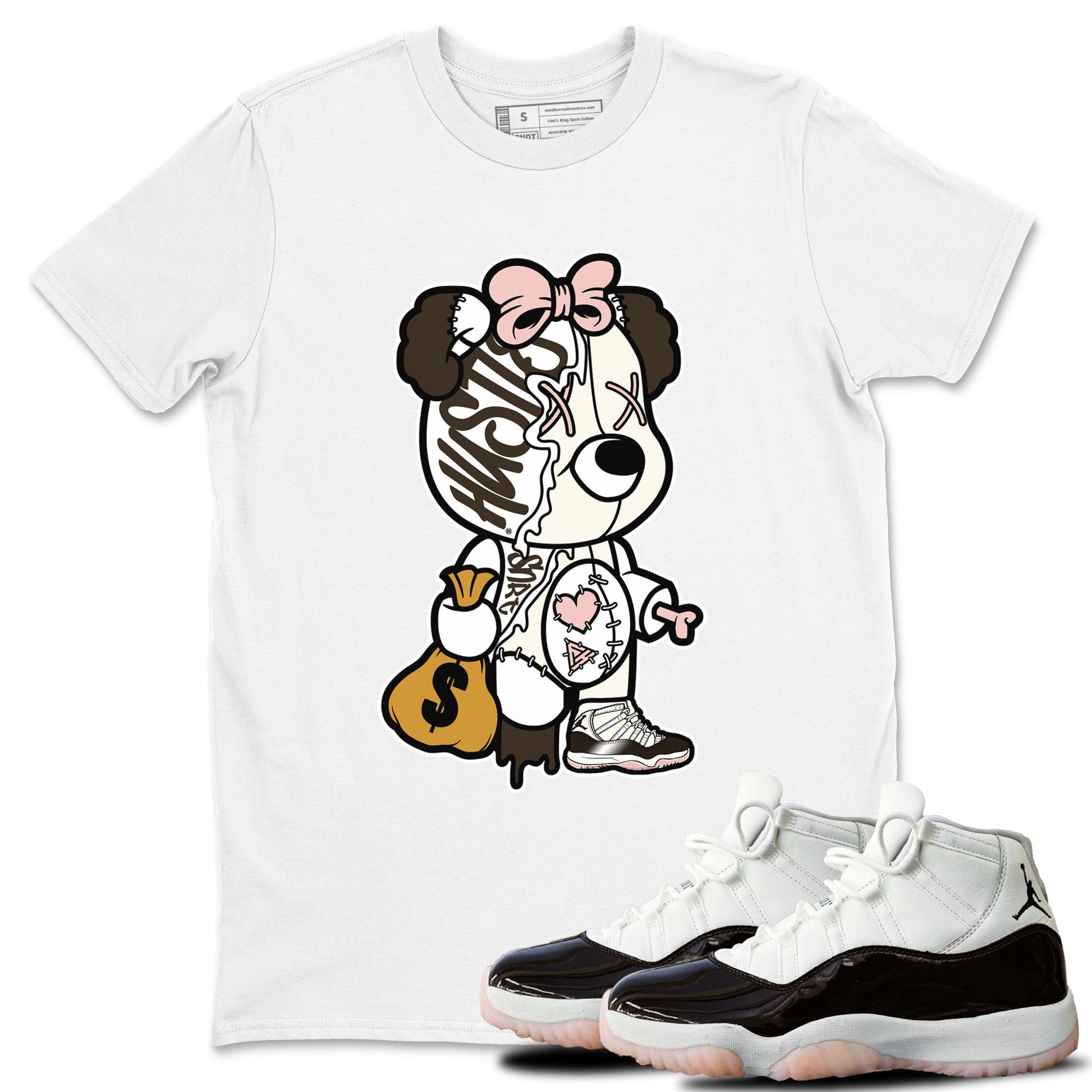 Jordan 11 WMNS Neapolitan sneaker shirt to match jordans Stitched Hustle Bear sneaker tees Air Jordan 11 Neapolitan SNRT Sneaker Release Tees Cotton Sneaker Tee White 1 T-Shirt