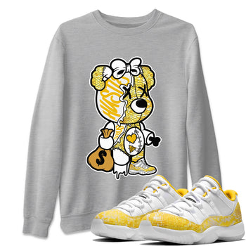 Air Jordan 11 Yellow Python unique Halloween sneaker tee Stitched Hustle Bear Sneaker Tees Air Jordan 11 Yellow Snakeskin Sneaker Release Tees Unisex Shirts Heather Grey 1