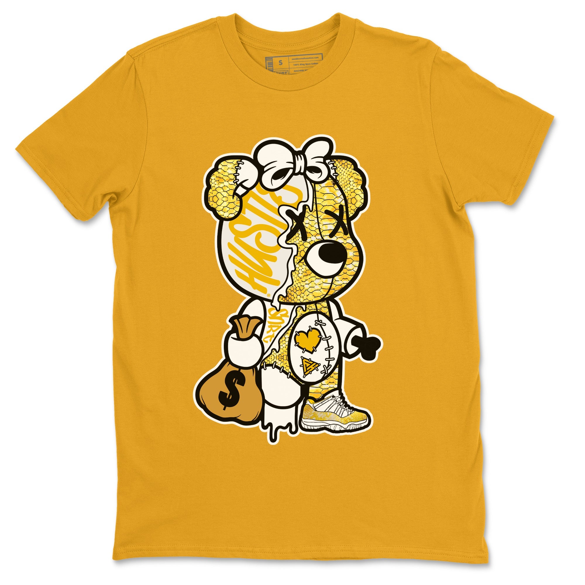 Air Jordan 11 Yellow Python unique Halloween sneaker tee Stitched Hustle Bear Sneaker Tees Air Jordan 11 Yellow Snakeskin Sneaker Release Tees Unisex Shirts Gold 2