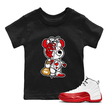 12s Cherry unique Halloween sneaker tee Stitched Hustle Bear Sneaker Tees Air Jordan 12 Cherry Sneaker Release Tees Kids Shirts Black 1