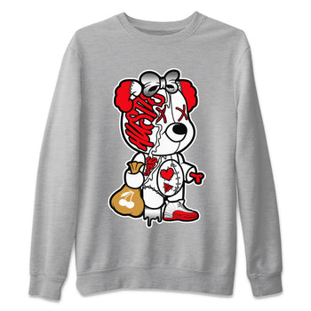 12s Cherry unique Halloween sneaker tee Stitched Hustle Bear Sneaker Tees Air Jordan 12 Cherry Sneaker Release Tees Unisex Shirts Heather Grey 2