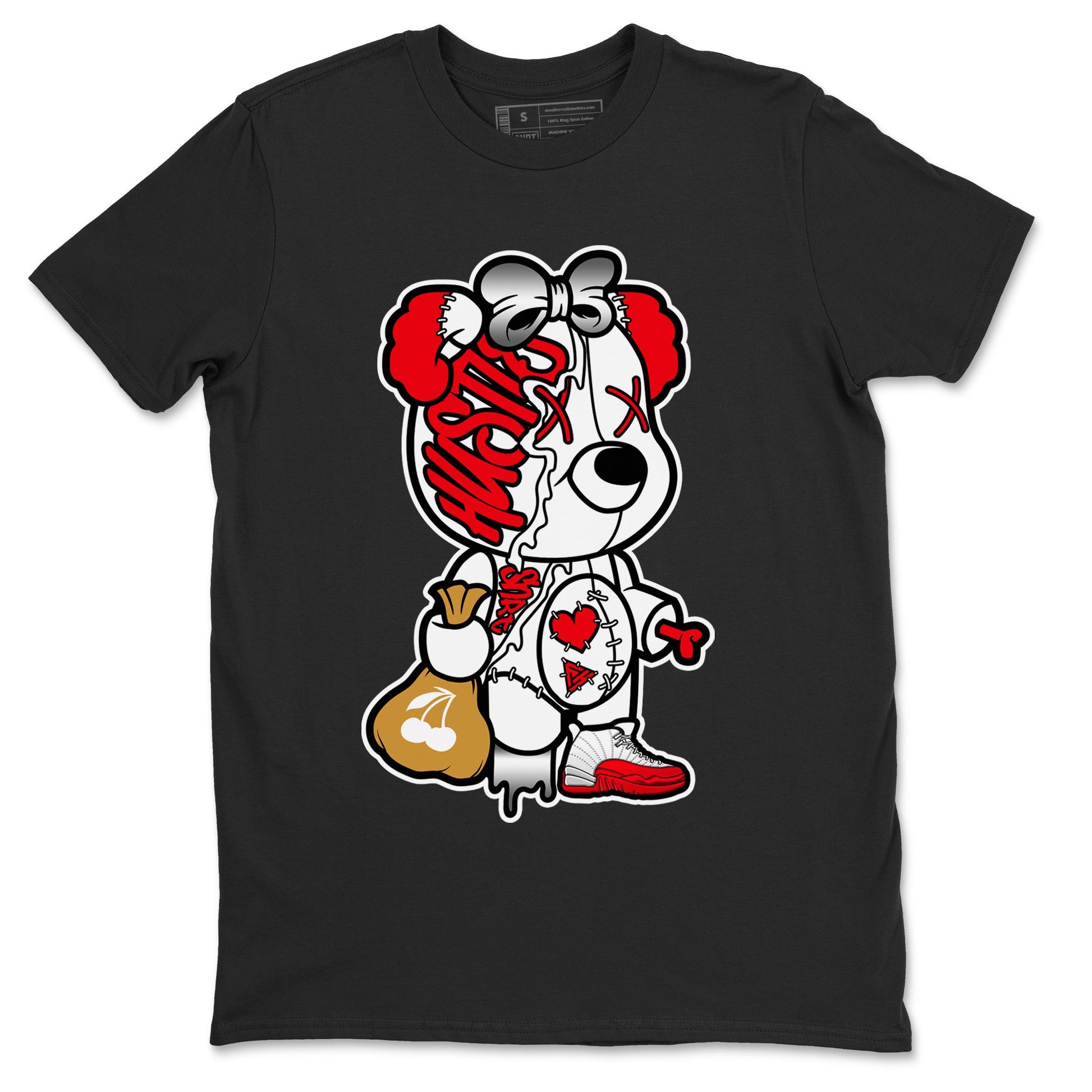 12s Cherry unique Halloween sneaker tee Stitched Hustle Bear Sneaker Tees Air Jordan 12 Cherry Sneaker Release Tees Unisex Shirts Black 1