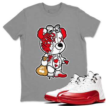 12s Cherry unique Halloween sneaker tee Stitched Hustle Bear Sneaker Tees Air Jordan 12 Cherry Sneaker Release Tees Unisex Shirts Heather Grey 1