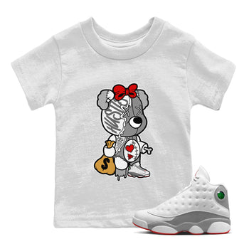 Air Jordan 13 Wolf Grey unique Halloween sneaker tee Stitched Hustle Bear Sneaker Tees Air Jordan 13 Retro Wolf Grey T-Shirt Kids Shirts White 1