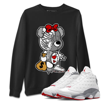 Air Jordan 13 Wolf Grey unique Halloween sneaker tee Stitched Hustle Bear Sneaker Tees Air Jordan 13 Retro Wolf Grey T-Shirt Unisex Shirts Black 1