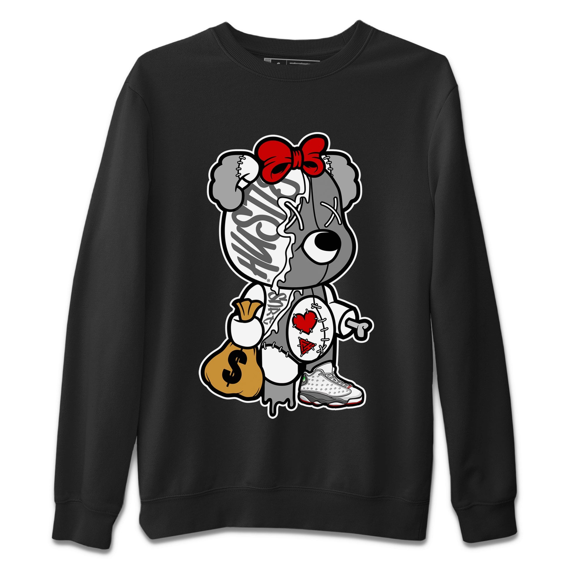 Air Jordan 13 Wolf Grey unique Halloween sneaker tee Stitched Hustle Bear Sneaker Tees Air Jordan 13 Retro Wolf Grey T-Shirt Unisex Shirts Black 2