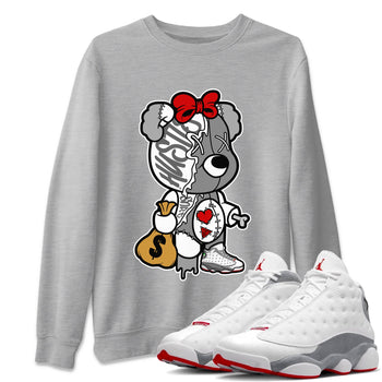 Air Jordan 13 Wolf Grey unique Halloween sneaker tee Stitched Hustle Bear Sneaker Tees Air Jordan 13 Retro Wolf Grey T-Shirt Unisex Shirts Heather Grey 1