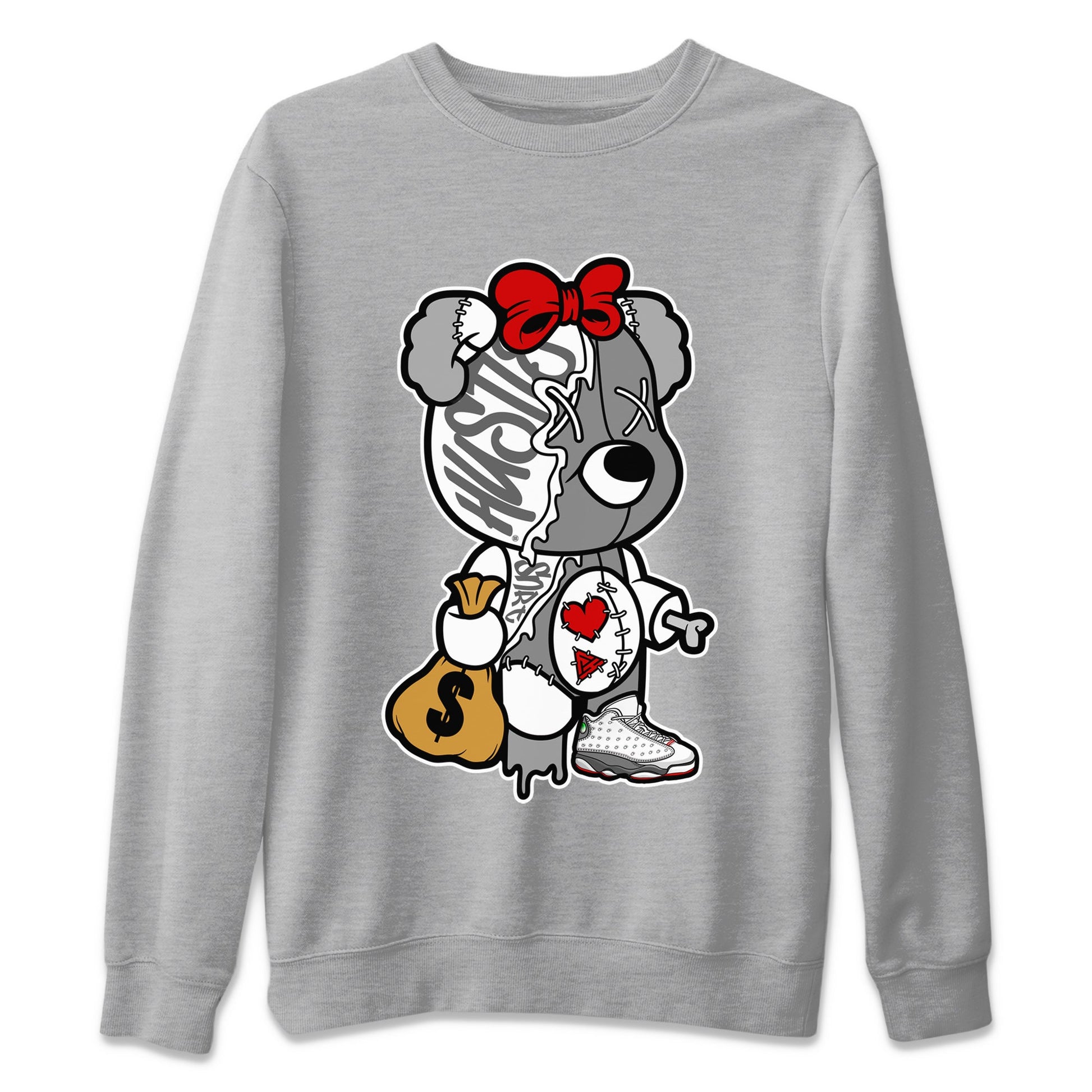 Air Jordan 13 Wolf Grey unique Halloween sneaker tee Stitched Hustle Bear Sneaker Tees Air Jordan 13 Retro Wolf Grey T-Shirt Unisex Shirts Heather Grey 2