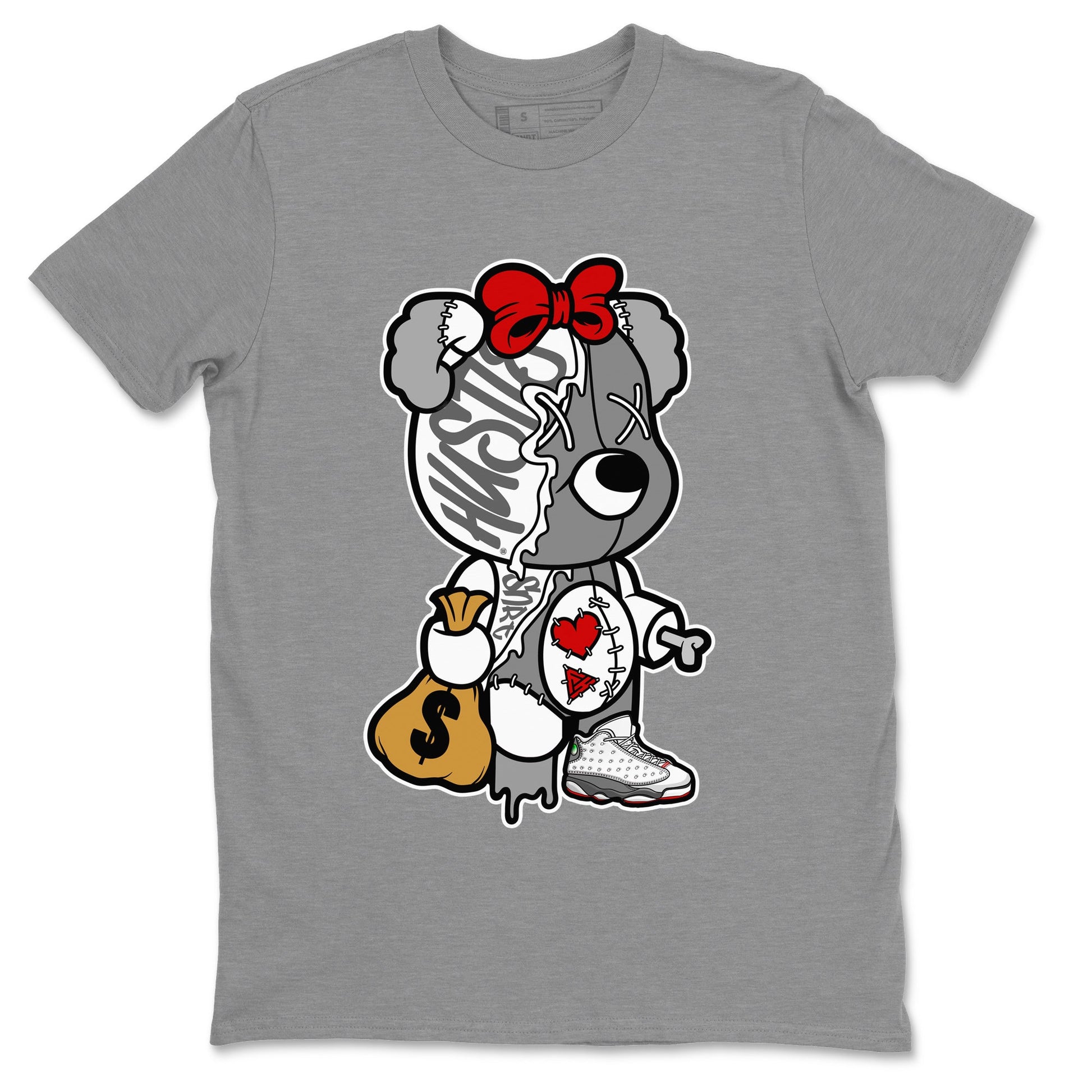 Air Jordan 13 Wolf Grey unique Halloween sneaker tee Stitched Hustle Bear Sneaker Tees Air Jordan 13 Retro Wolf Grey T-Shirt Unisex Shirts Heather Grey 2