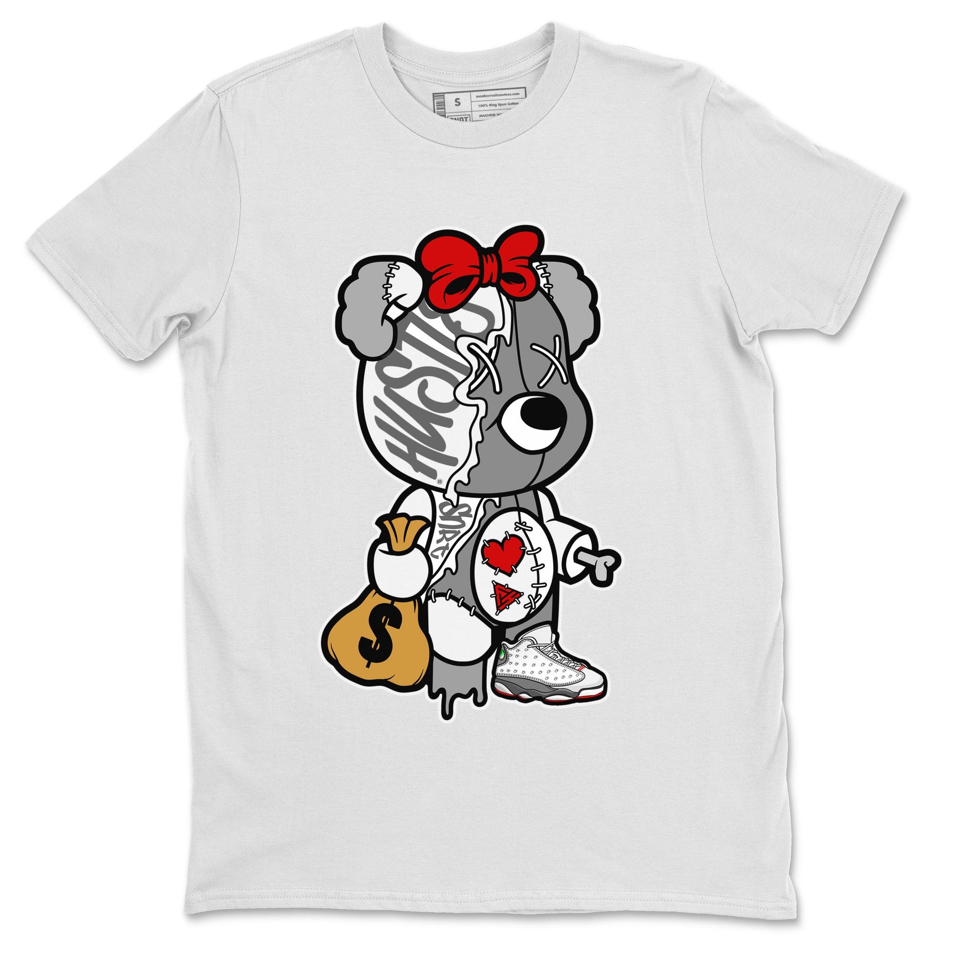 Air Jordan 13 Wolf Grey unique Halloween sneaker tee Stitched Hustle Bear Sneaker Tees Air Jordan 13 Retro Wolf Grey T-Shirt Unisex Shirts White 2