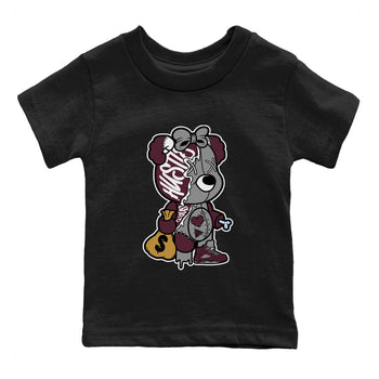 AJ5 Burgundy shirt to match jordans Stitched Hustle Bear sneaker tees Air Jordan 5 Burgundy SNRT Sneaker Release Tees Baby Toddler Black 2 T-Shirt