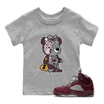 AJ5 Burgundy shirt to match jordans Stitched Hustle Bear sneaker tees Air Jordan 5 Burgundy SNRT Sneaker Release Tees Baby Toddler Heather Grey 1 T-Shirt