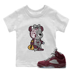 AJ5 Burgundy shirt to match jordans Stitched Hustle Bear sneaker tees Air Jordan 5 Burgundy SNRT Sneaker Release Tees Baby Toddler White 1 T-Shirt